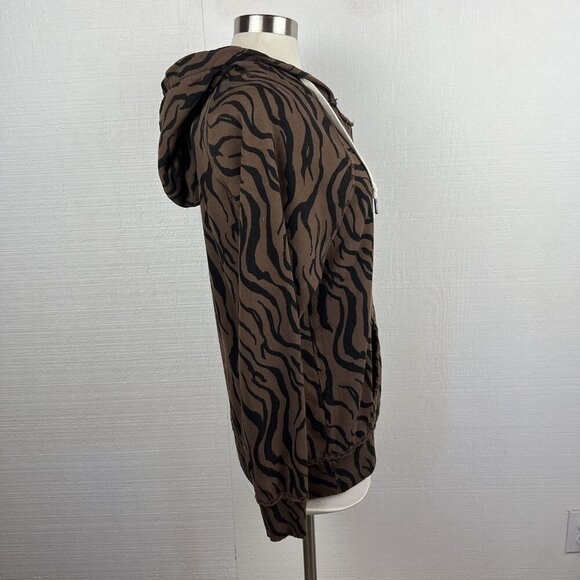 n:Philanthropy Hoodie M Womens Sicily Animal Print Brown Black Pocket Sweatshirt - Picture 2 of 10